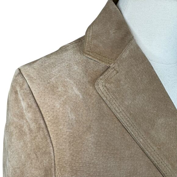 Colebrook Classics Genuine Leather Suede Camel Tan Collared Jacket Size Small - Picture 8 of 16